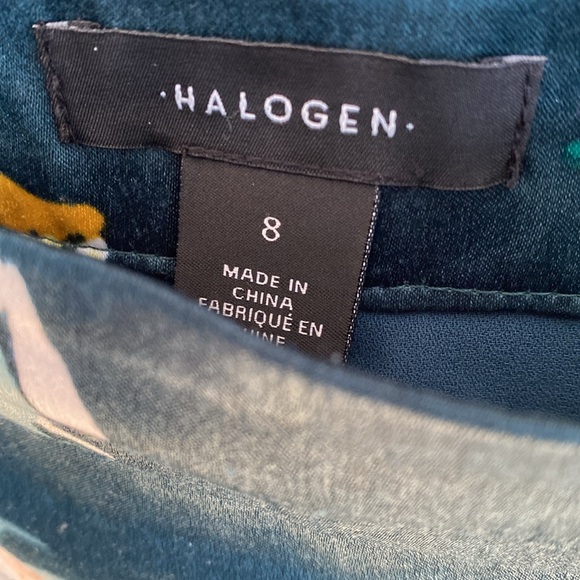 Halogen forest green floral midi bias cut skirt with pleat detail — 8 - Picture 6 of 12